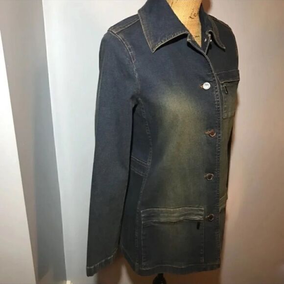 Ellen Tracy Blue Jean Jacket Size 4 - Picture 4 of 7